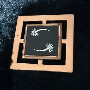 Gold and Black Square Brooch